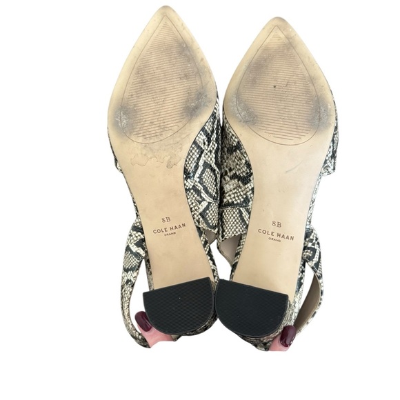 Cole Haan - Vania Half D'Orsay Snakeskin Leather Slingback Sz 8 - Picture 11 of 13